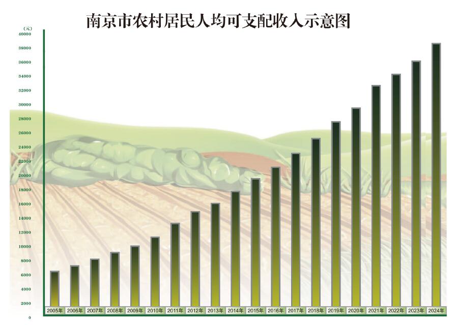 南京市农村居民人均可支配收入示意图